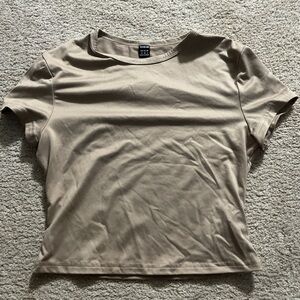 SHEIN Tan Crop Fitted Short Sleeve Tee